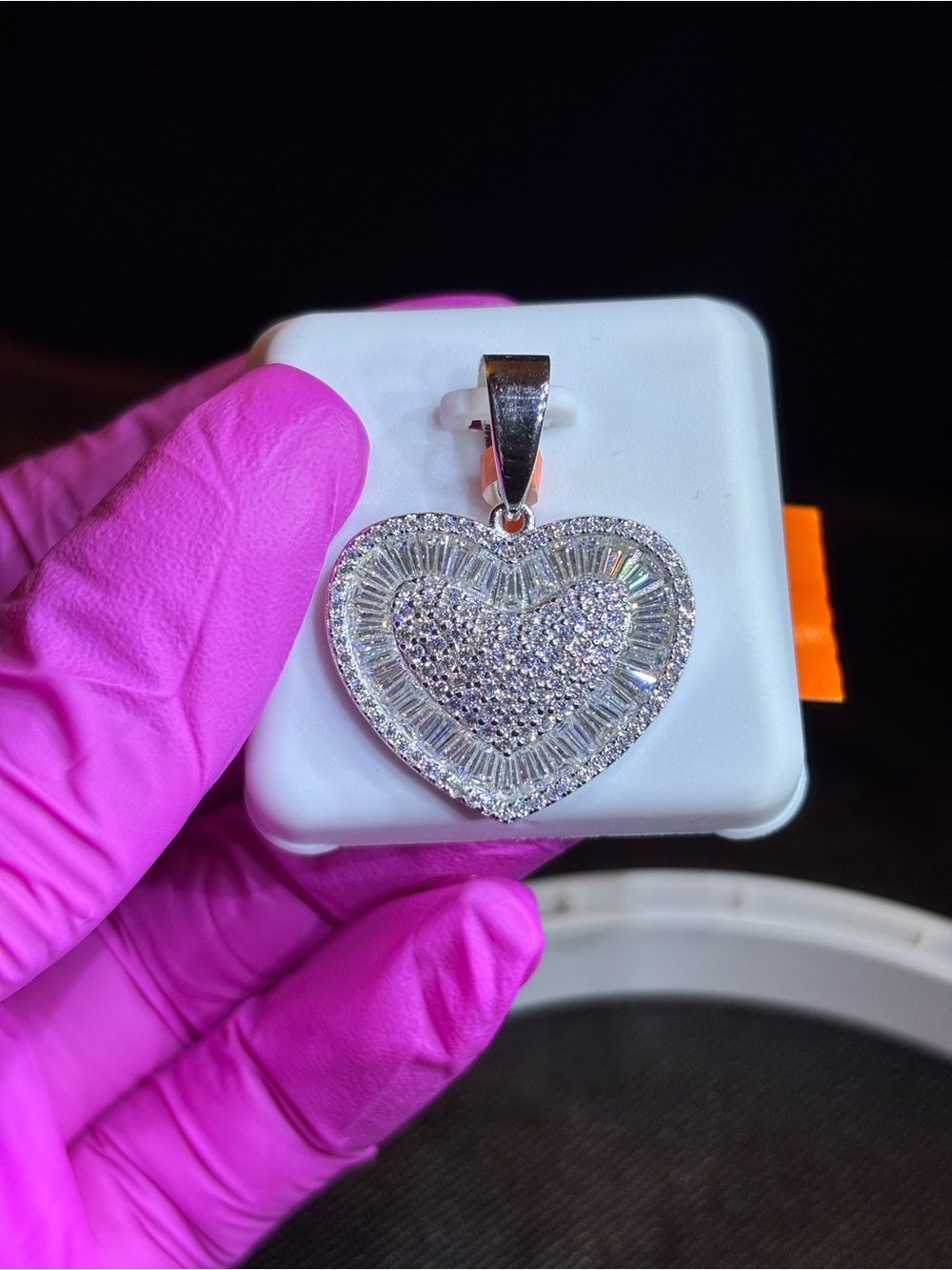 VVS Moissanite Double Halo Heart Pendant